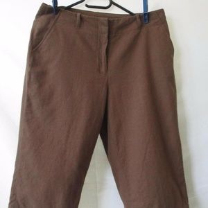 NINETY 10 LINEN PANTS SHORTS POCKETS ZIPPER BROWN